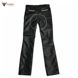 Leather Mens Trousers Black White Piping Pants Biker BLUF Breeches Gay Trousers