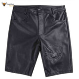 WOMENS BLACK 100% GENUINE LEATHER BERMUDA SHORTS with Five Pockets