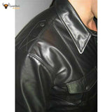 Men's Real Cowhide Leather Police Uniform Shirt Full Sleeve BLUF Shirt