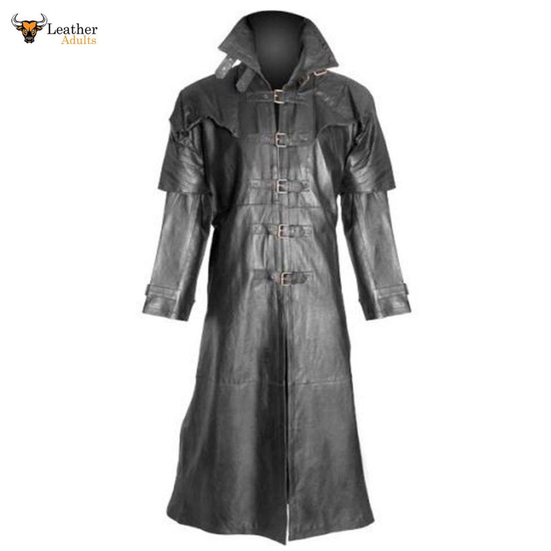 Men's Pure LAMBS LEATHER Goth Steampunk Gothic Trench Coat Van Helsing Matrix Trench Coat