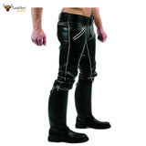 MEN'S LEATHER BREECHES GAY Pants Trousers Motorbike Jeans lederhosen lederjeans