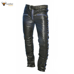 Men's Real Cowhide Leather Pants Punk Kink Jeans Trousers BLUF Pants Bikers Trousers