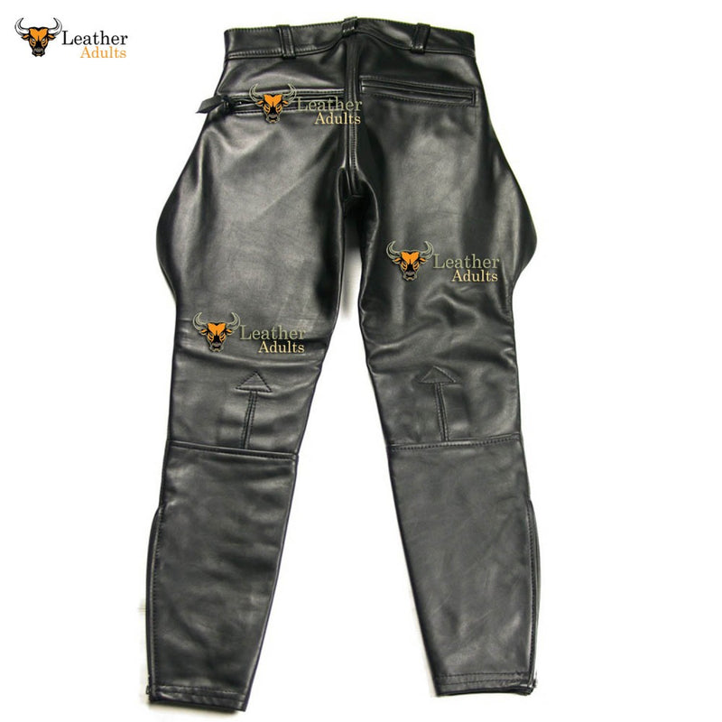 Men's Real Cowhide Leather BLUF Breeches Trousers Pants Bikers Jeans Leder Breeches