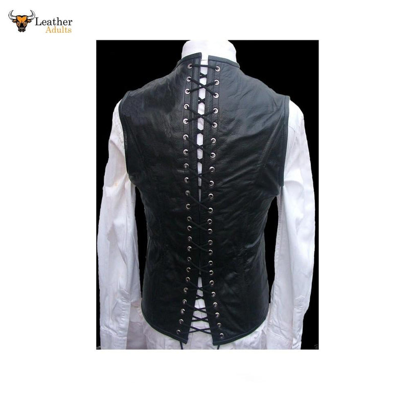 Men's Real Leather Steel Boned STEAMPUNK Waistcoat Vest Corset GOTH Victorian
