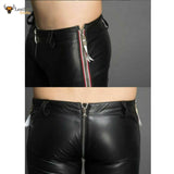 Men's Real Leather Pants Biker Bluf Breeches Trousers Punk Motorcycle Lederhosen