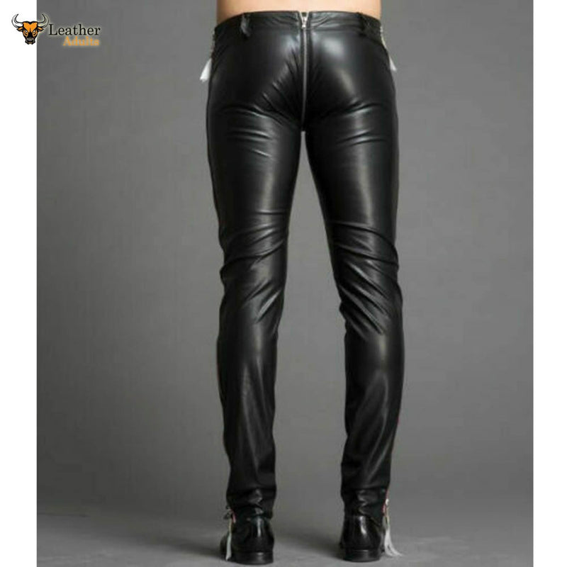 Men's Real Leather Pants Biker Bluf Breeches Trousers Punk Motorcycle Lederhosen