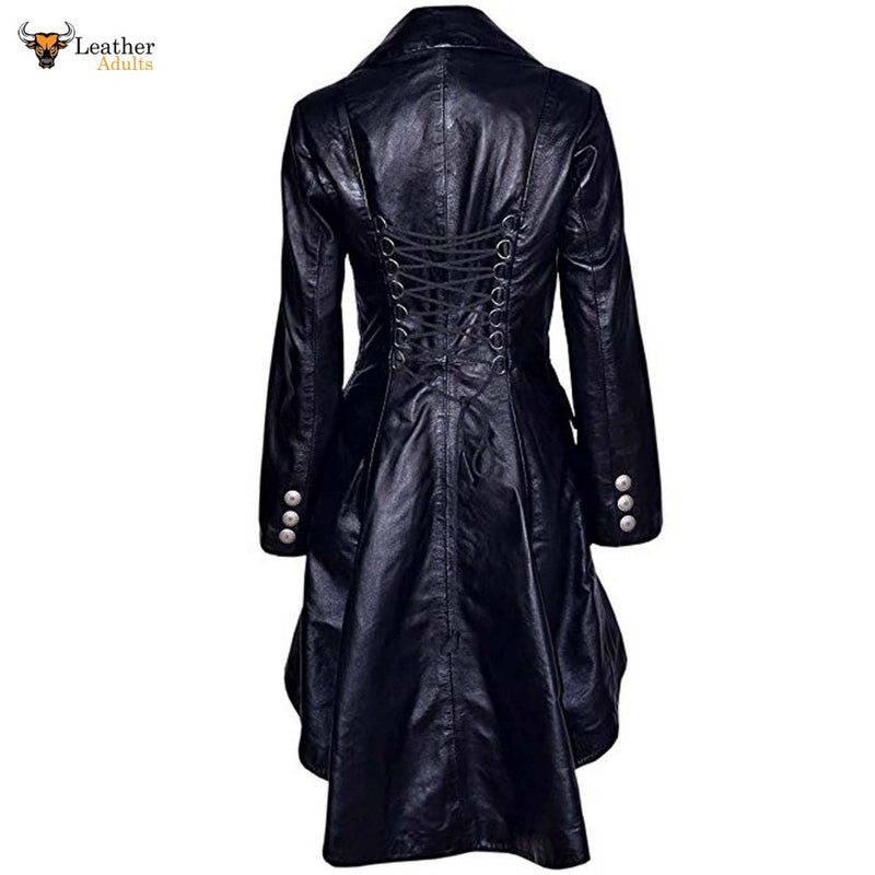 Womens Beautiful and Sexy LAMBS Leather Gothic, Goth Ladies Trench Coat
