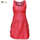 Ladies GENUINE LAMBS LEATHER RED SEXY DRESS