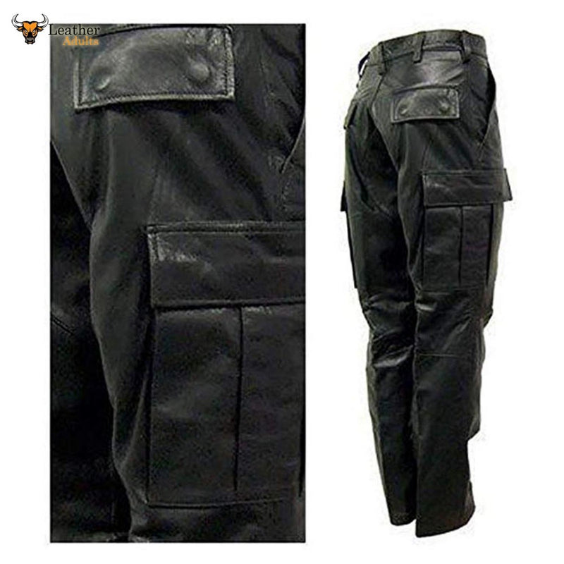 Men's Real Leather Cargo Jeans Heavy Duty Trousers MOST SIZES AVAILABLE