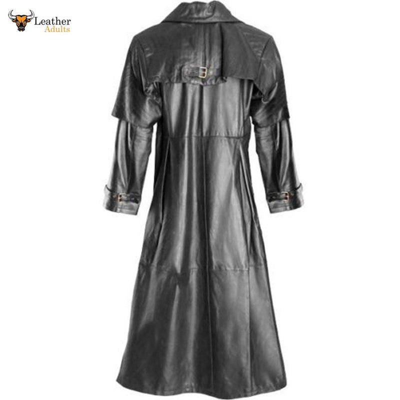 Men's Pure LAMBS LEATHER Goth Steampunk Gothic Trench Coat Van Helsing Matrix Trench Coat