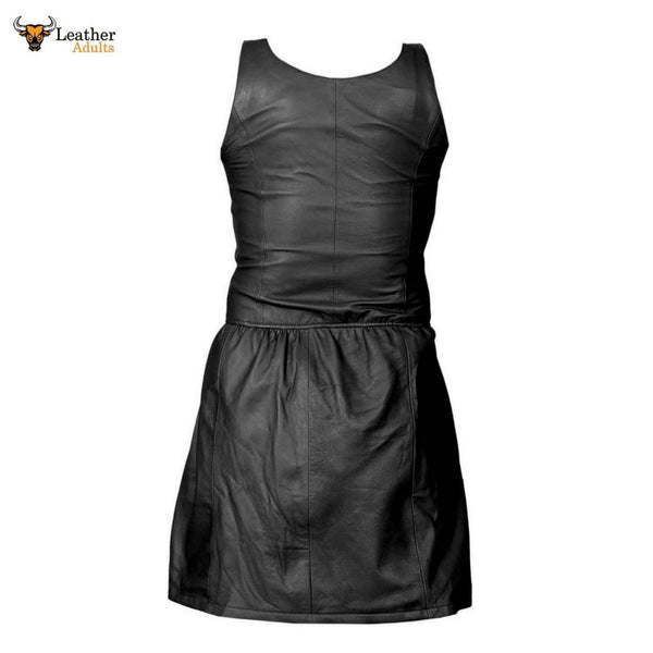 Ladies GENUINE LAMBS LEATHER BLACK SEXY DRESS