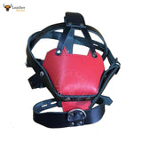 Genuine Black & Red Leather Bondage face muzzle head head harness BDSM