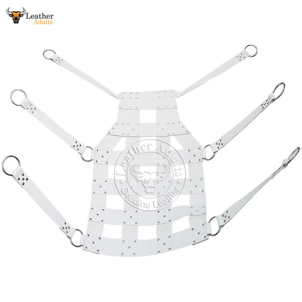 Genuine White Leather sling heavy duty sex swing sling with stirrups adult play