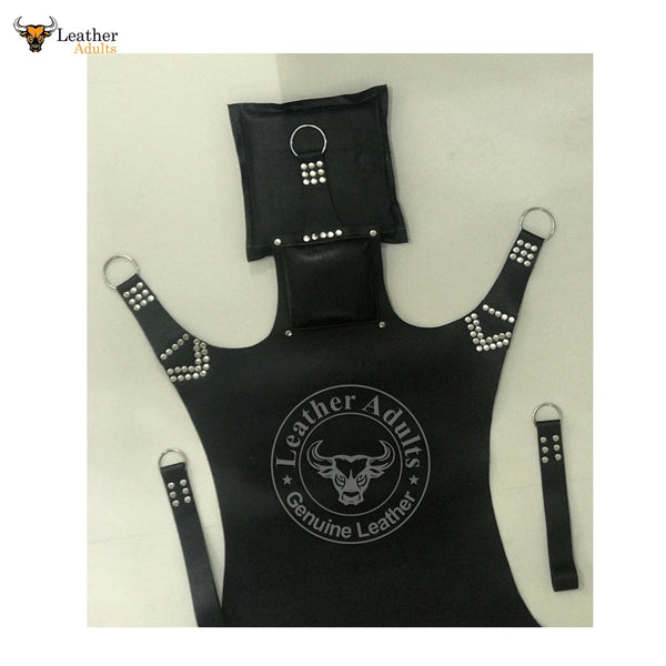 Heavy Duty Play Room Genuine Black Leather Sex Swing Adult Sling With Leg Stirrups Love Bondage BSDM