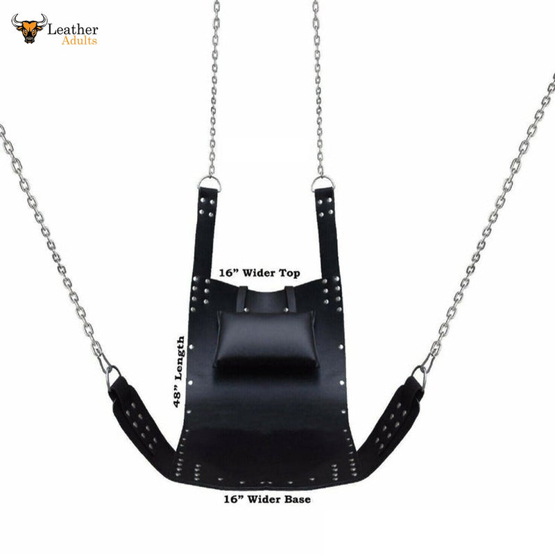 Heavy Duty Play Room Black Leather Sex Swing Adult Sling With Leg Straps Love