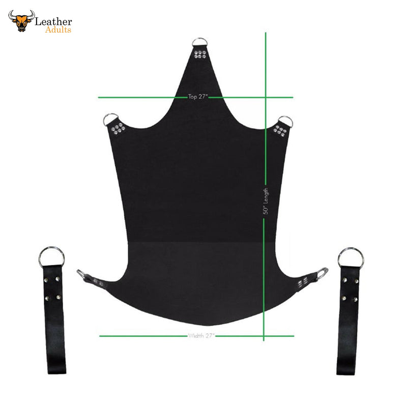 Heavy Duty Play Room Genuine Black Leather Sex Swing Adult Sling With Leg Stirrups Love
