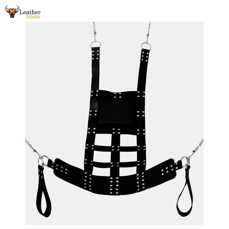 Super Premium Genuine Black Leather Web Sex Swing Sling for Adult Play BDSM