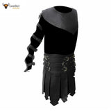 Men's Black Leather Roman Gladiator Kilt Set – K3 -BLK