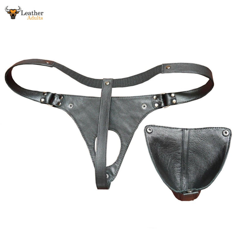 Mens Underwear Genuine Real Leather Cod Piece Thong Jock Jockstraps Fetish