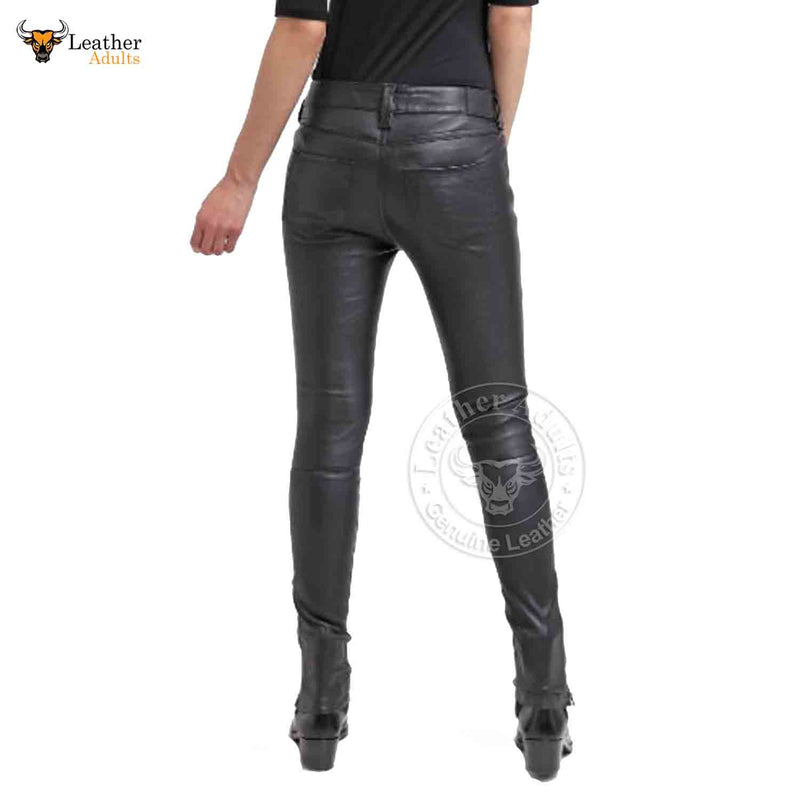 Sexy Ladies Genuine Black Lambskin Sheep NAPPA Leather Pants Trousers Sexy Jeans