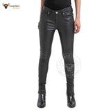 Sexy Ladies Genuine Black Lambskin Sheep NAPPA Leather Pants Trousers Sexy Jeans