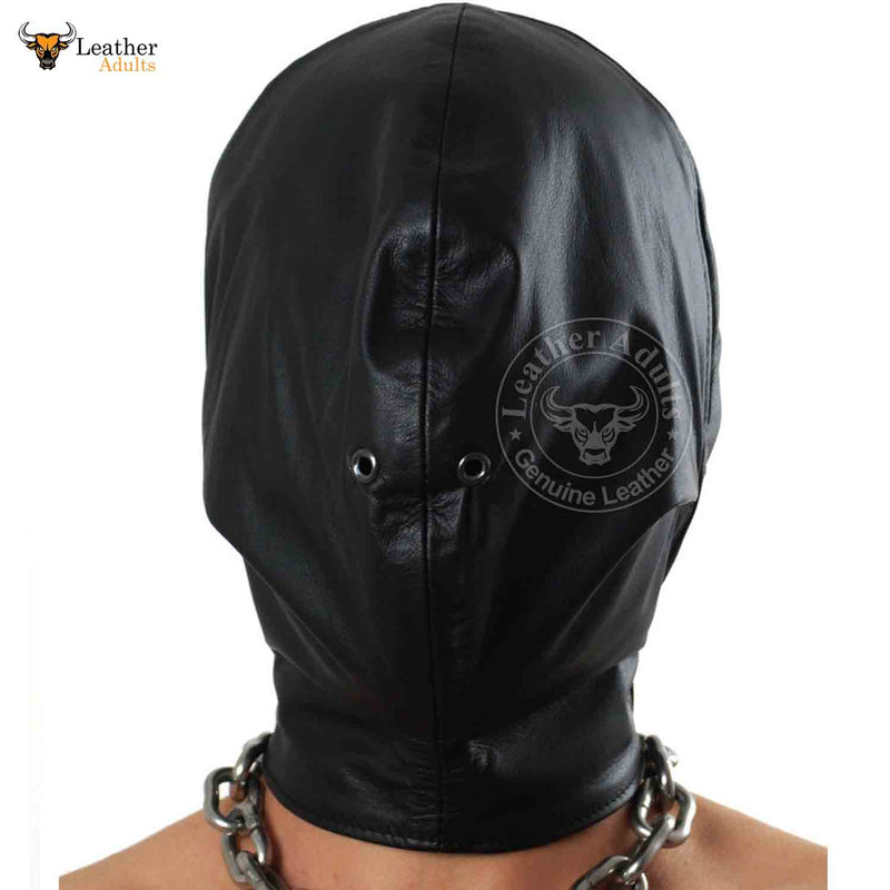 Real LEATHER BONDAGE Lockable Hood Hand Constructed Gimp mask Leather Kidnap Hood
