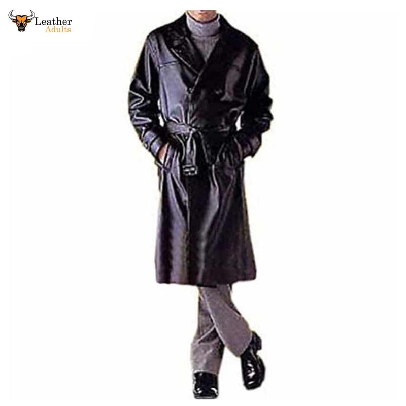 Men's Real Leather Double Breasted Trench Coat Choice of Length and Size