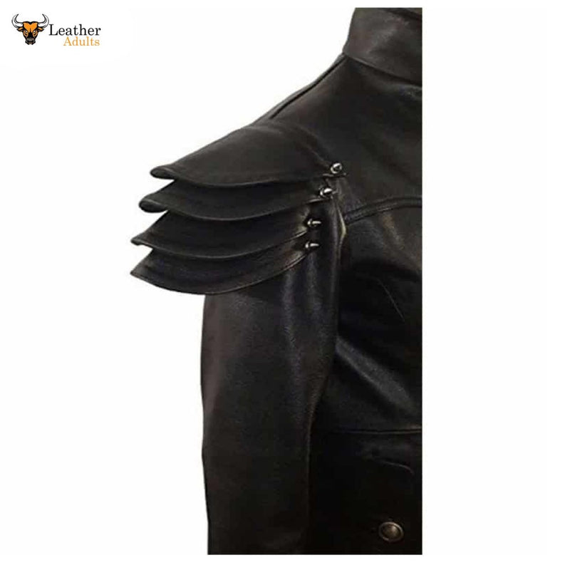 Mens REAL Black Leather Goth Matrix Trench Coat Steampunk Gothic T24