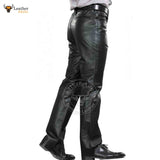 Men's Genuine Cowhide Leather Pants back zipper pockets Jeans Style Premium Kink