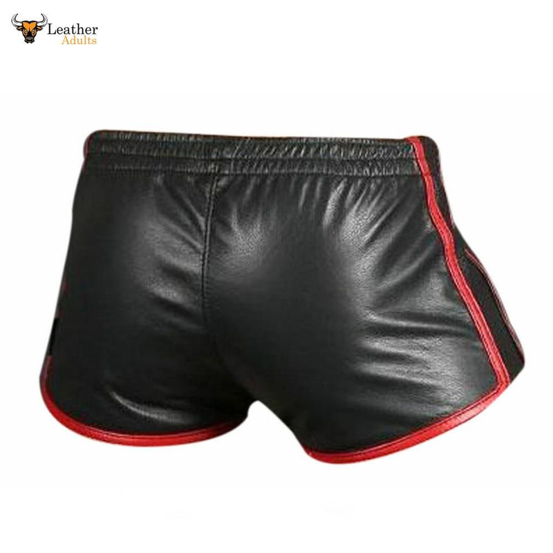 Men's Genuine Lambs Leather Silky Soft Black and Red Boxer Shorts
