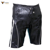 Mens Genuine Cow Leather Black and White Shorts Clubwear Gay Shorts
