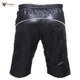 Mens Genuine Cow Leather Black and White Shorts Clubwear Gay Shorts