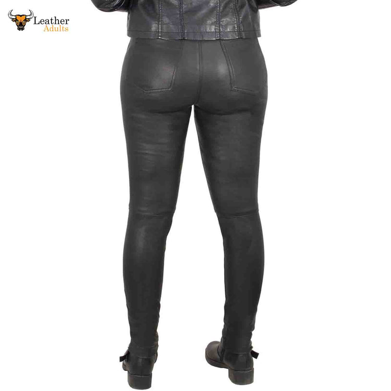 Sexy Ladies Genuine Lambskin Black Sheep NAPPA Leather Pants Trousers Sexy Jeans