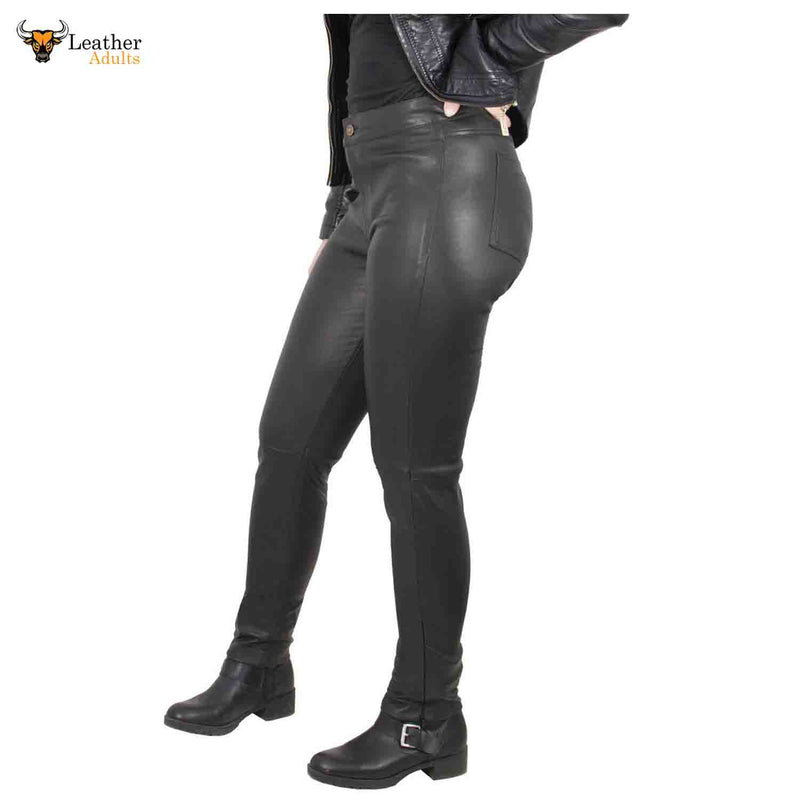 Sexy Ladies Genuine Lambskin Black Sheep NAPPA Leather Pants Trousers Sexy Jeans