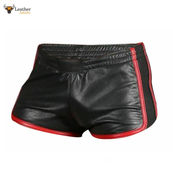 Men's Genuine Lambs Leather Silky Soft Black and Red Boxer Shorts