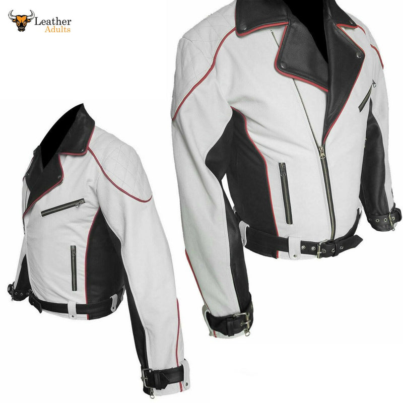 Mens Real Cowhide Leather Jacket Pure Biker Rider Jacket Formula 1 Racing Jacket New