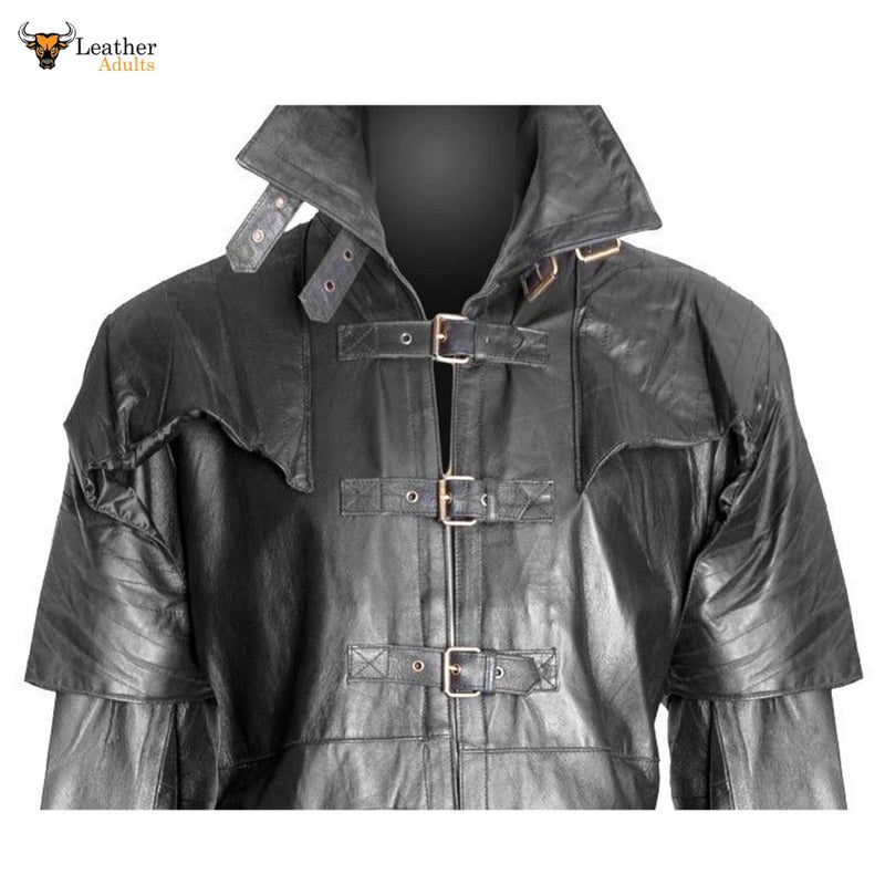 Men's Pure LAMBS LEATHER Goth Steampunk Gothic Trench Coat Van Helsing Matrix Trench Coat