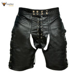 Men's Chaps Style Shorts 100% Genuine Leather Clubwear Shorts