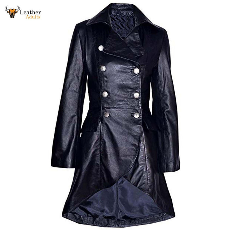 Womens Beautiful and Sexy LAMBS Leather Gothic, Goth Ladies Trench Coat