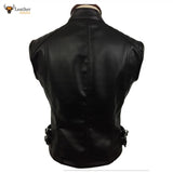 Sexy Women's Ladies Real BLACK SHEEP LAMB Leather Bikers Waistcoat Vest W12