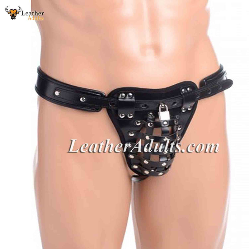STRICT Safety Net Male Chastity JOCKSTRAP Gay Thong Real Cowhide Leather Belt Slip Jockstrap Leder Pants M,L, XL