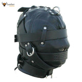Genuine Black Leather Bondage Mask Gimp Hood BDSM Mask Unisex